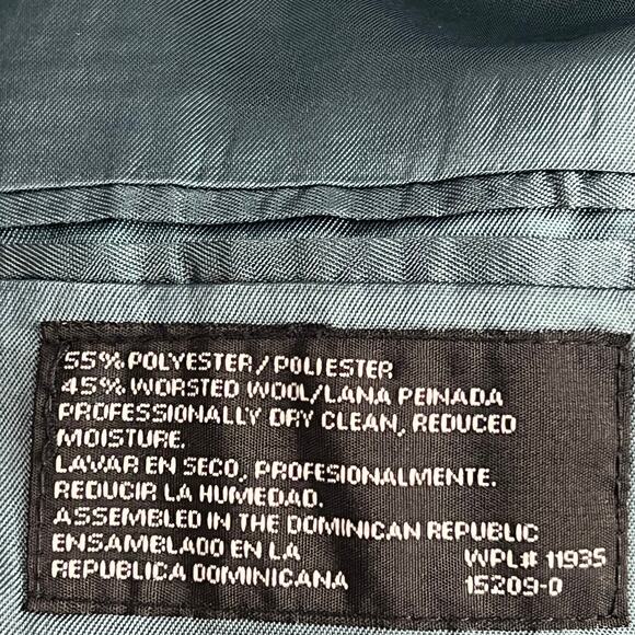 STAFFORD Men’s 46R Woven Wool Blend Navy Blue Sport Jacket Gold Crest Buttons - Picture 5 of 8